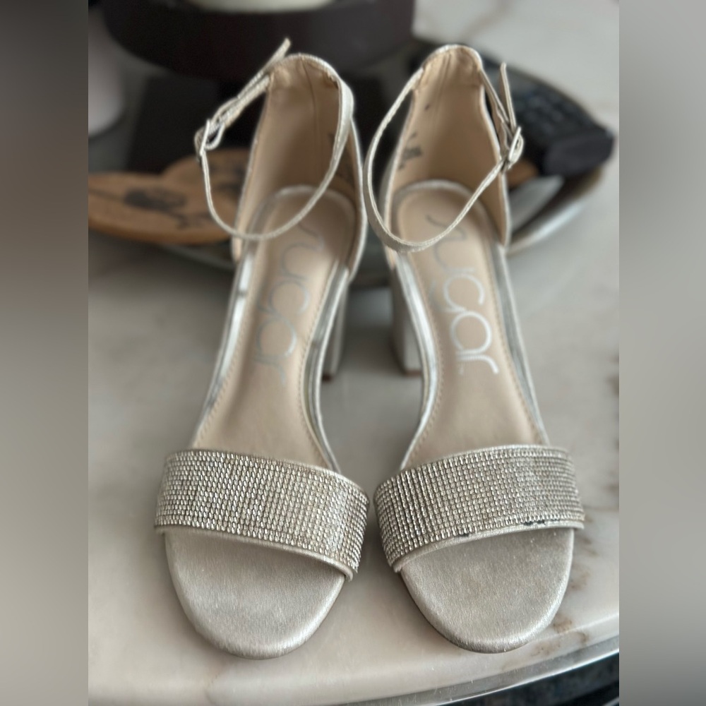 Sugar Silver Strappy Sandals - Picture 2 of 5